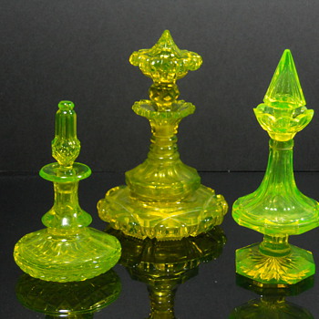 Beidermeier Bohemian cut glass perfume bottles