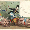 Clown laden pigs fantasy postcard