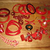 Cherry red bakelite and lucite yummies