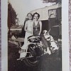 Photograph of two women with a Harley c. 1938