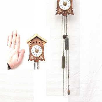 Rare, Jockele mini, early Black forest striking miniature wall clock. Ca. 1840 - Clocks
