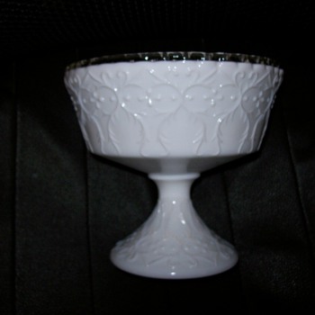 white milk glass pedestal dish - Glassware