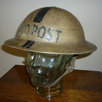 British WWII First Aid Post steel helmet - Military and Wartime