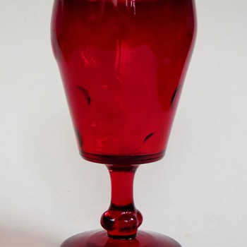 Ruby Goblets, Glasses~Deep Red with Dot Pattern~Beautiful Quality, maker? - Glassware