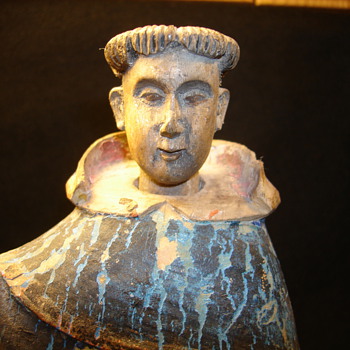 Antique Hand Carved Wooden Monk Statue