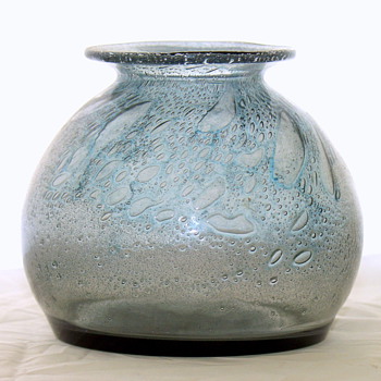 Scandinavian ? Studio ? Art Glass Vase - grey w bubblework - Art Glass