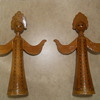 Russia? Wood figures of a women with headdress and embedded beads