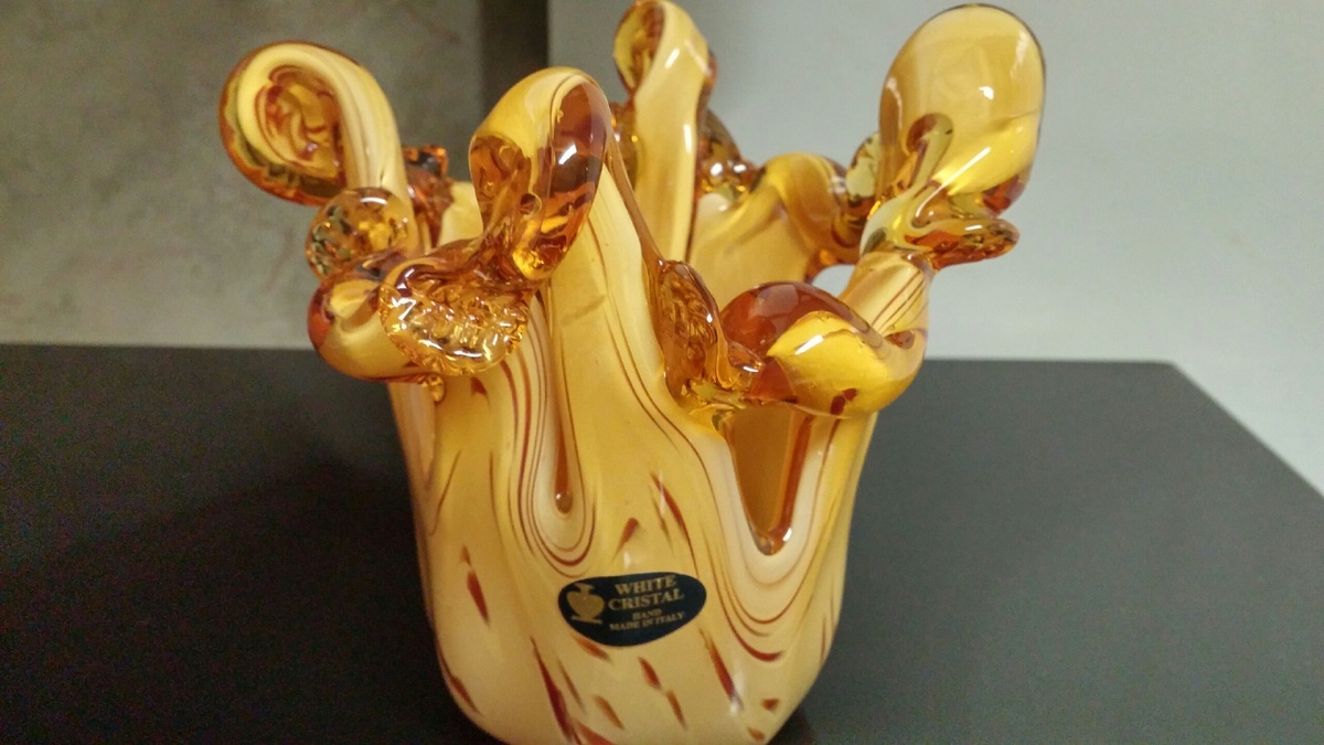 Knock off Murano White Cristal vase hand made in Italy Collectors Weekly
