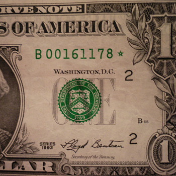 1993 One dollar Star bill - US Paper Money
