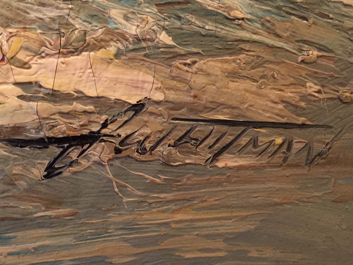 Vintage Signed G. Whitman Original Oil on Canvas Painting Winter