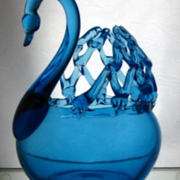 Cobalt Blue Glass Swan - Art Glass