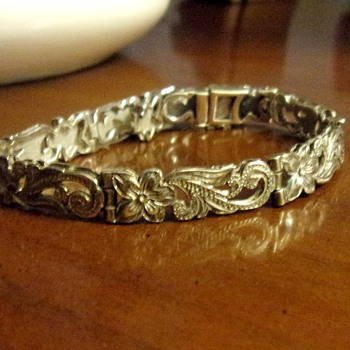 Etched Sterling Silver Bracelet - Art Nouveau