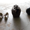 Leather Bowling Bag, ball, shoes.