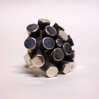Modernist Sterling Silver Ring Signed HOB