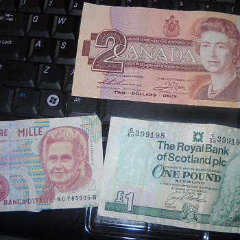 Canadian, Italian and Scottish paper currency - World Coins
