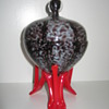 Czechoslovakia Glass Strutted Covered Candy Dish's Franz Welz  Vertical Stripes 