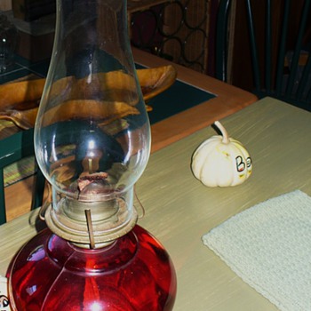 Red Glass Kerosene Lamp