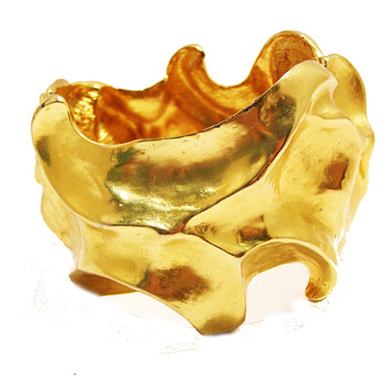 Vintage Heavy Modernist Hinged Matte Gold Bracelet