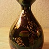 Iridescent Hand Blown Vase With Hand Pained Gold Design 