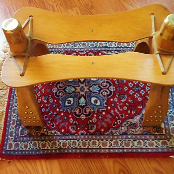 Camel Saddle, Foot stool, Egypt on prayer rug,