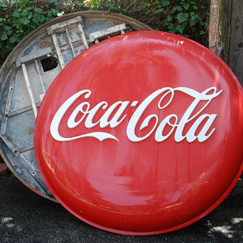 pre 50's large plastic lighted button signs - Coca-Cola