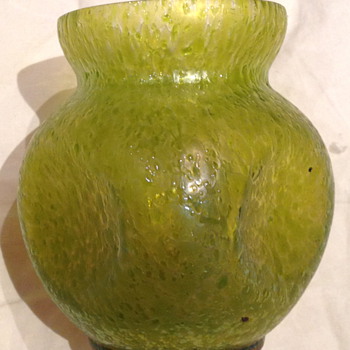 Czechoslovakia Glue Chip / Chipped Ice Mini Vase - Art Glass