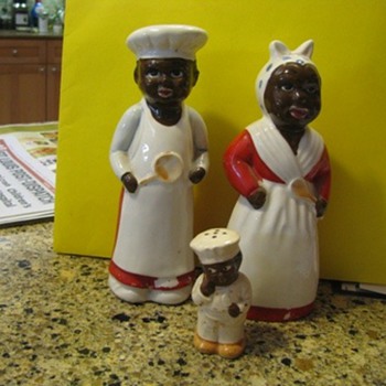 Black face salt and pepper shakers