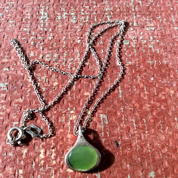 Scandinavian silver and aventurine pendant - Fine Jewelry