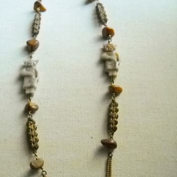 Unique Carved Stone Images Miriam Haskell Necklace - Costume Jewelry