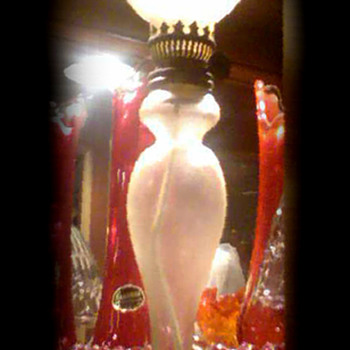 Unknown Frosted  Rose color oil lamp. - Lamps