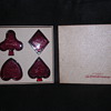 Red glass ashtray set
