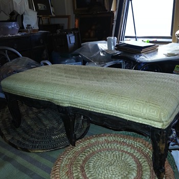 Antique Miniature Upholstered Bench - Furniture