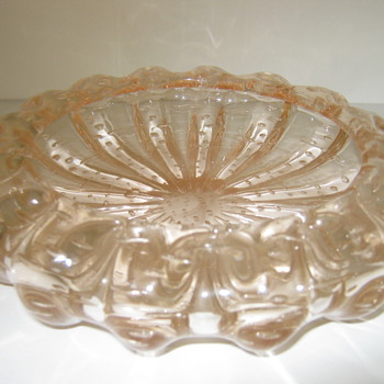 Murano? Pink with Bubbles Art Glass Ashtray  - Art Glass