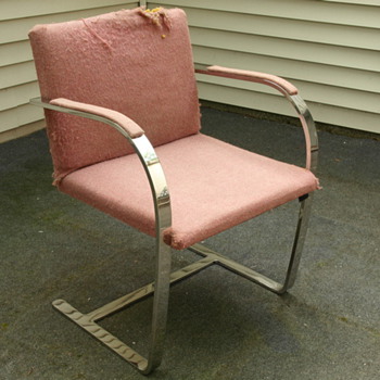 Solid Stainless Steel Mid Century Modern Chair w/ Upholstered Seat