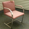 Solid Stainless Steel Mid Century Modern Chair w/ Upholstered Seat