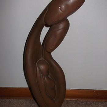 Tall Heavy African Family Statue 