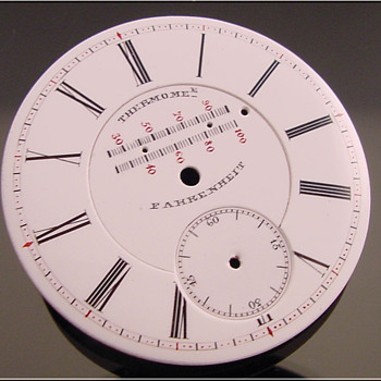 Unusual English Pocket Watch Dial With Thermometer