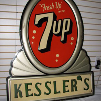 1951 Die Cut and embossed 7up Sign - Signs