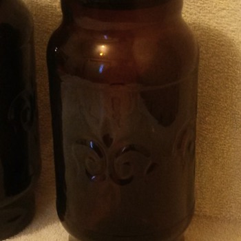 SET OF 2 OWENS ILLINOIS BROWN GLASS APOTHECARY JARS - Bottles
