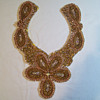 VINTAGE LARGE COLLAR BEADS / RHINESTONES CLOTH BIB NECKLACE 1940s or 50s ?