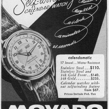 1952 - Movado Calendomatic Watch Advertisement