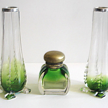CZECH GLASS AND BRITISH SILVER HALLMARKS.