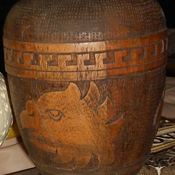 Lamp Mystery - Old Carved Wood Table Lamp - Help - Folk Art