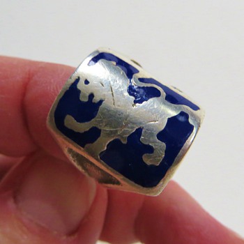 A Ring for a King~Sterling with Lion and Blue Enamel, Quite Old - Sterling Silver