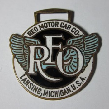 Early REO Motor Co. Enamel Watch Fob.  - Pocket Watches