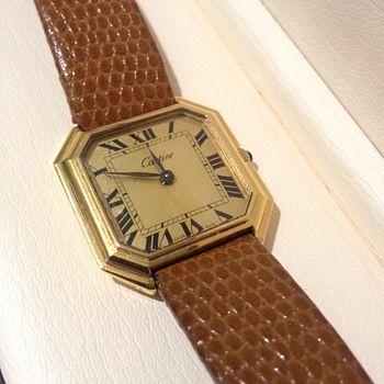Vintage Cartier Ceinture Octagonal Leather Wristwatch