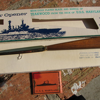 Letter opener with Teakwood Handle from the deck of U.S.S. MARYLAND
