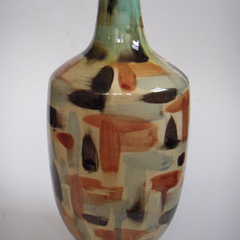 Large Mid Century Vase~ Hand-painted & Handsome
