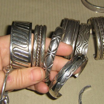 Sterling Native American stamped cuff bracelets
