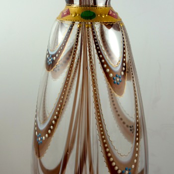 Bohemian? Pulled Loop Enameled Art Glass Vase, ca. 1890 - Art Glass